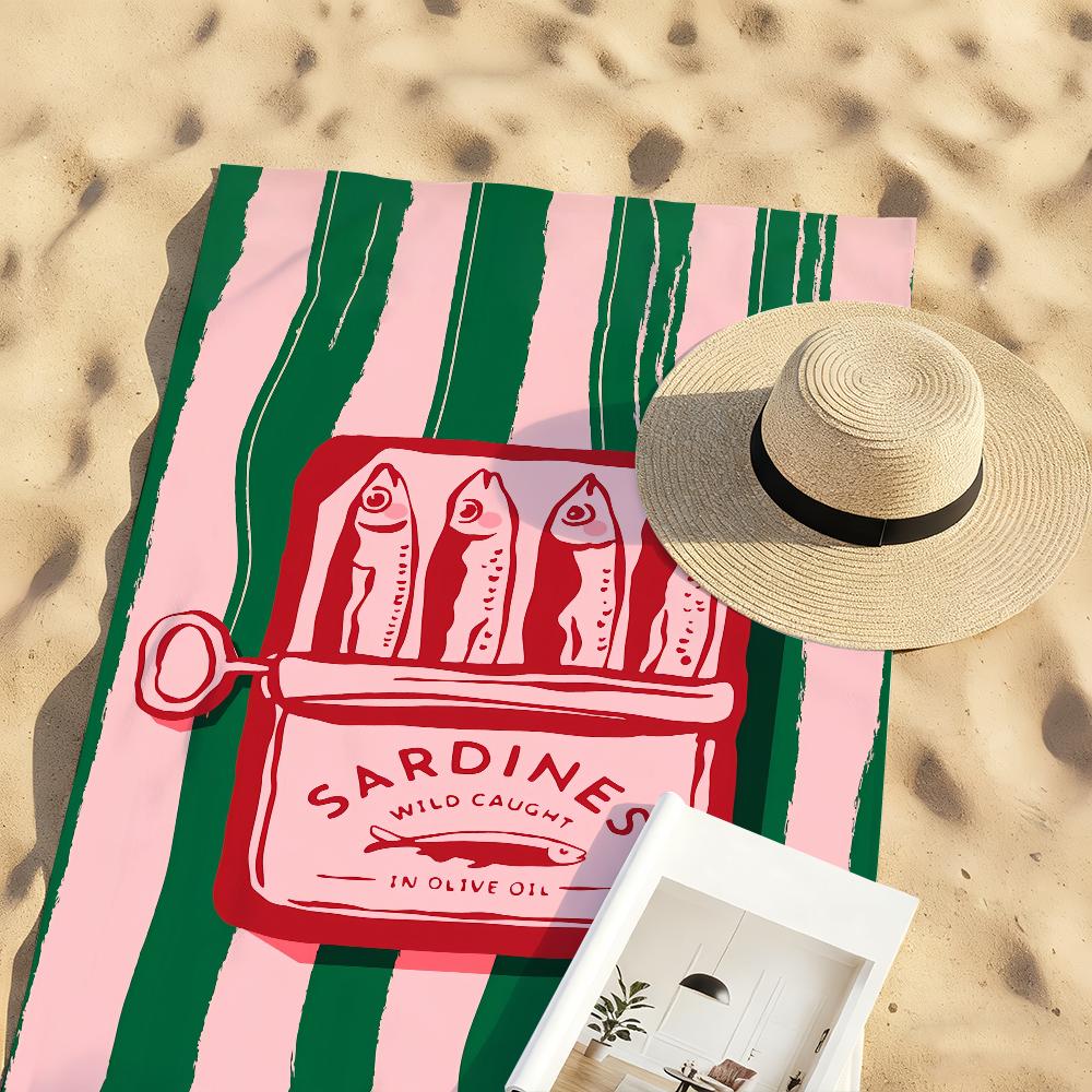 Colorful Sardine Lobster Fish Ocean Towel Quick Dry Soft Yoga Swimming Fitness Mountain Climbing Large Beach Towels