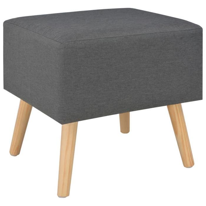 Table de chevet - VIDAXL - Gris foncé - Tissu et pinède solide - 1 tiroir