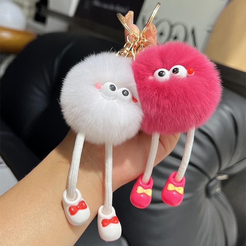 Non-Toxic Cute Big Eyes Plush Toys Keychain Cartoon Briquettes Keychain Briquettes Car Keychain Pendant Korean Plush School Bag Pendant