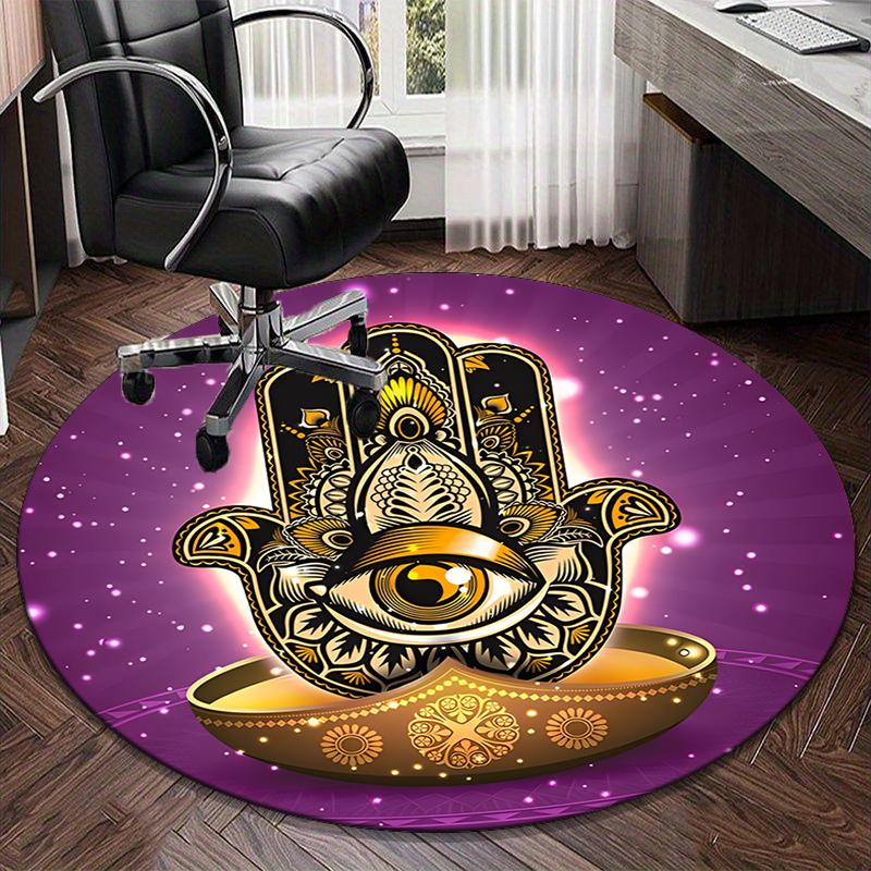 Sacred Mandala Design round carpet Chair cushion Round Entryway Rug, Soft Round Rugs for Living Room, Bedroom, Circle Carpet decor gifts