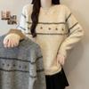 Navava Soft Flower Embroidery Round Neck Long Sleeve Knit Sweater Nk3564