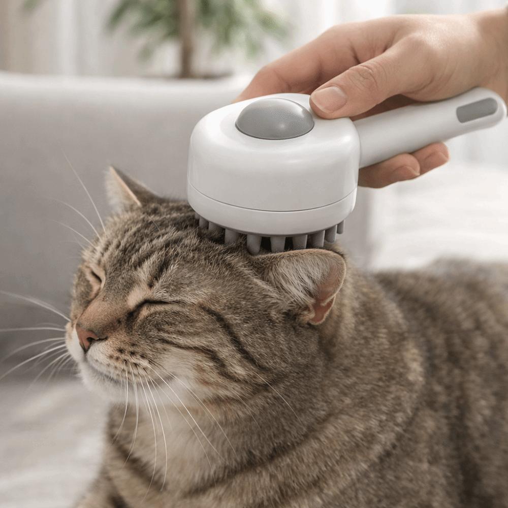 Silicone Soft Teeth Pet Hair Brush Remover Multi-functional Shampoo Dispenser Brush Cat Grooming