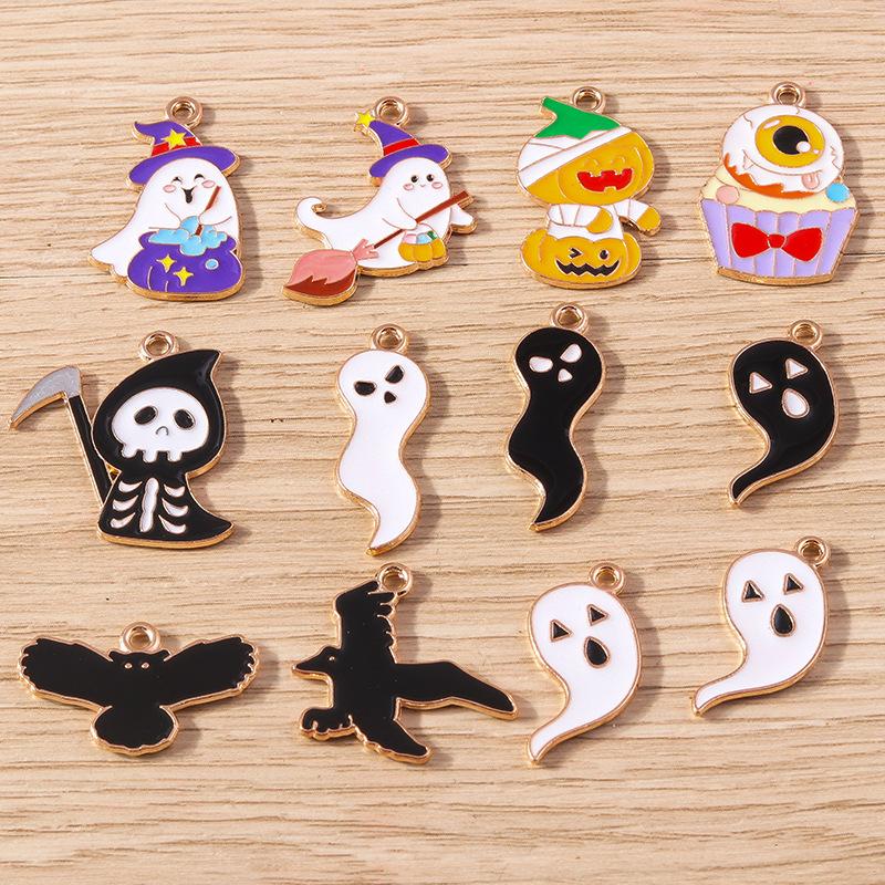 10 Buc/Set Email Halloween Fantomă Liliac Farmece Pandantive Pentru Confecționarea Bijuteriilor Cercei Coliere Brățară Consumabile Artizanale DIY