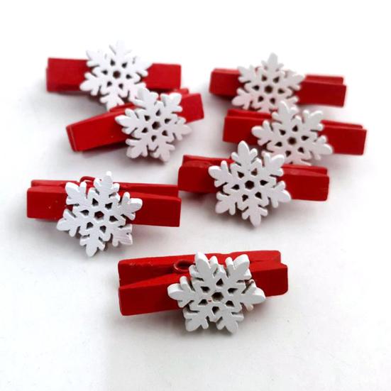 25Pcs Clips Mini Multifunction Wood Christmas Decor Clip for Cards