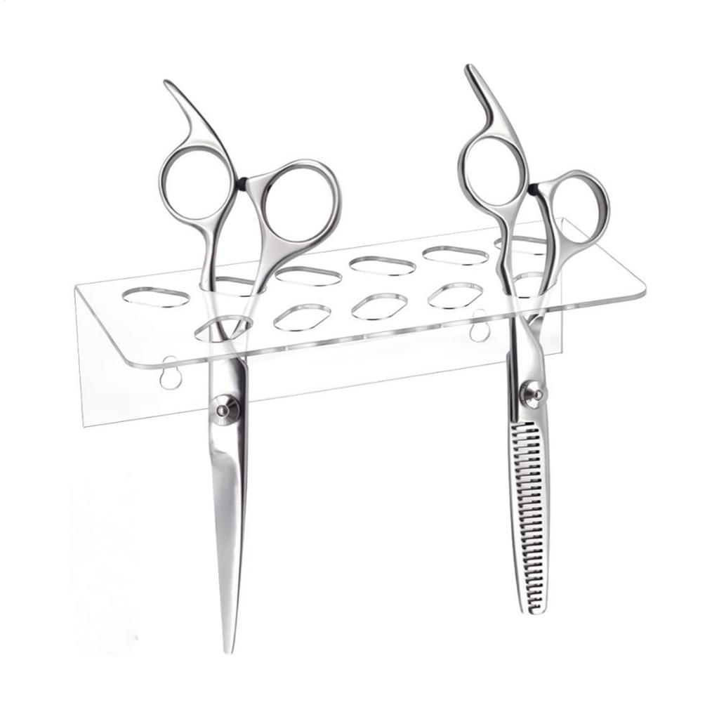 Wall Mounted Scissor Holder with 11 Holes Salon Tool Hair Cutter Supplies Acrylic Display Stand for Work Space Barber Shop