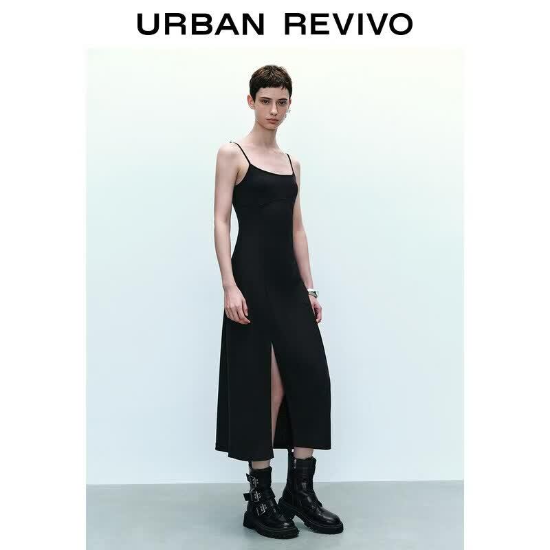 UR Women s Pleated Waist Thin Strap Dress XS чёрный