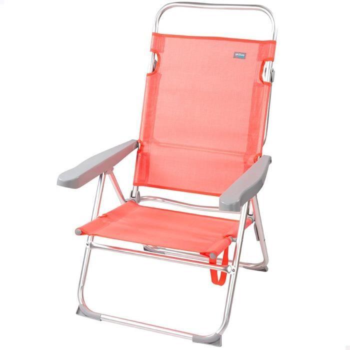 AKTIVE Chaise PLEG ALU 5 POS 48X57X99CM avec ASA-TEXTILENO-Flamingo