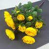 Multicolor Small Camellia Artifical Flower Silk Petals Floral Arrangement Decorative Flower Green Leaves Photo Props
