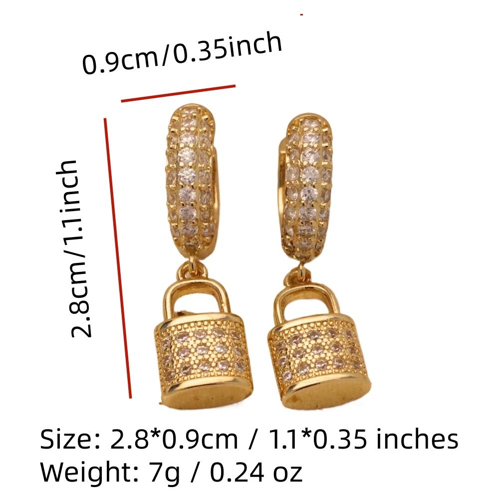 1 Pair Luxury Small Lock Dangle Earrings for Women Zirconia Earring Jewelry Wedding Party Accessories