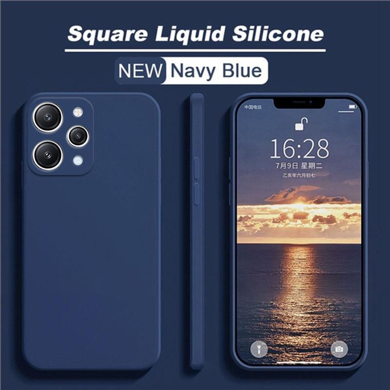 Square Silicone Case For Xiaomi Redmi 12 4G Case Matte Plain Rubber Funda Protector Case For Redmi 12 Cover For Redmi12