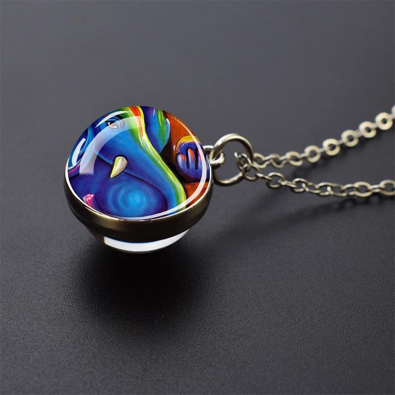 Colier nou Dumnezeu elefant Ganesha, bijuterii de artă hinduism, budism, colier cu pandantiv cu bile de sticlă, accesorii religioase