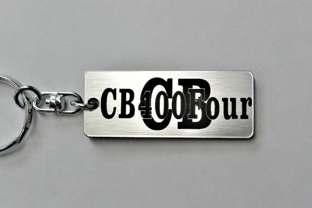 CB400 Four Double Ring Acrylic Original Keychain CB400F 408cc 398cc Muffler Handle Exterior Mirror Custom Parts Accessories A-596-2 Silver/Black