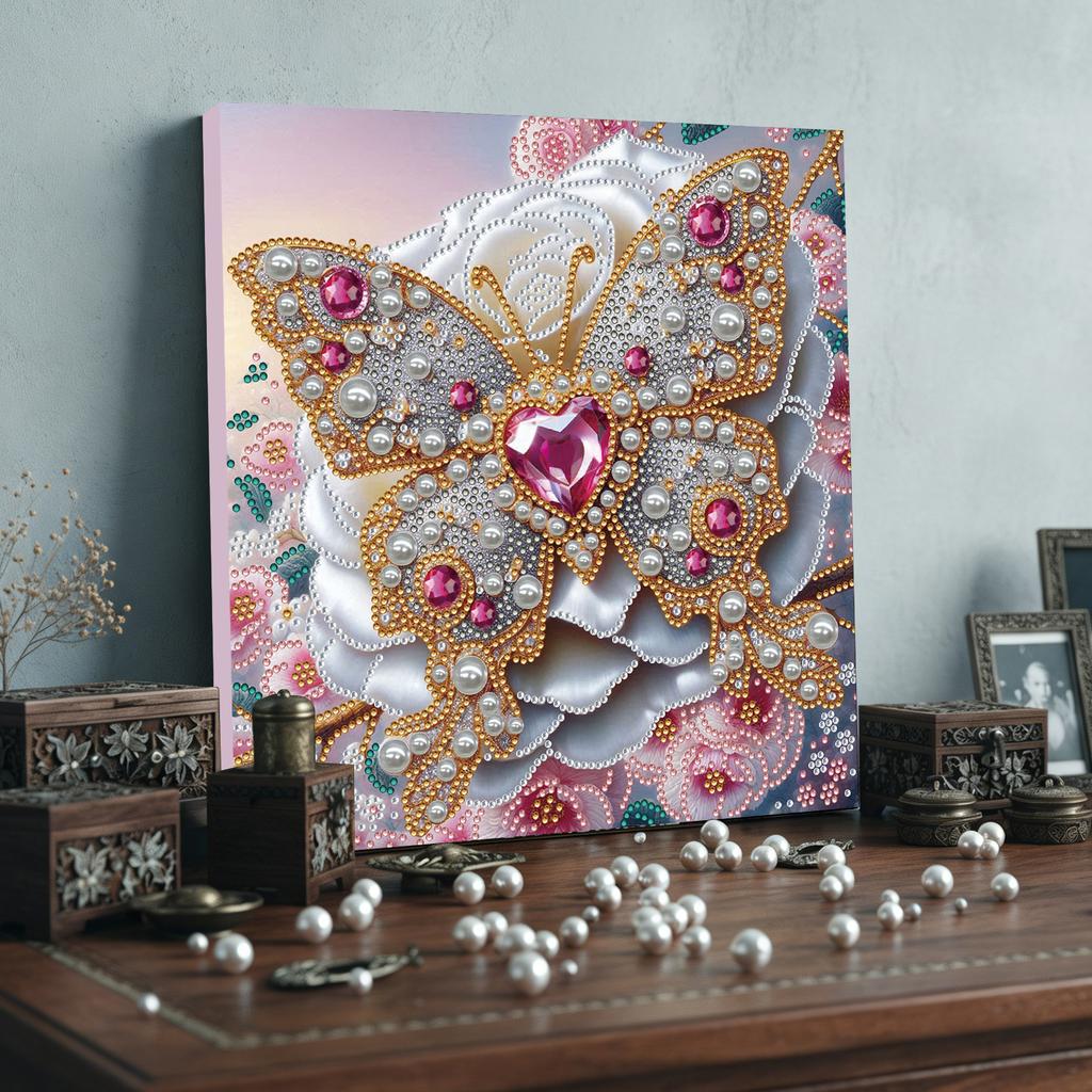 Pearl Gem Diamond Art Painting Kit with Frame 25x25cm Diamond Art Pearl Painting Kit for Adults & Beginners Home Wall Decor