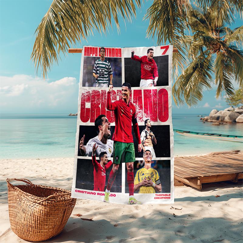 1 Stück Cristiano Ronaldo Jubel Mikrofaser Schnelltrocknendes Strandtuch Saugfähig Weich Übergröße Sandfreies Handtuch für Reise Pool Fitnessstudio Schwimmen Yoga 20a67