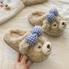 Cute Duffy Bear Cotton Slippers Women's 2025 Winter Wear Non-slip Home Indoor Thick-bottomed Velvet Thermal Cotton Slippers
