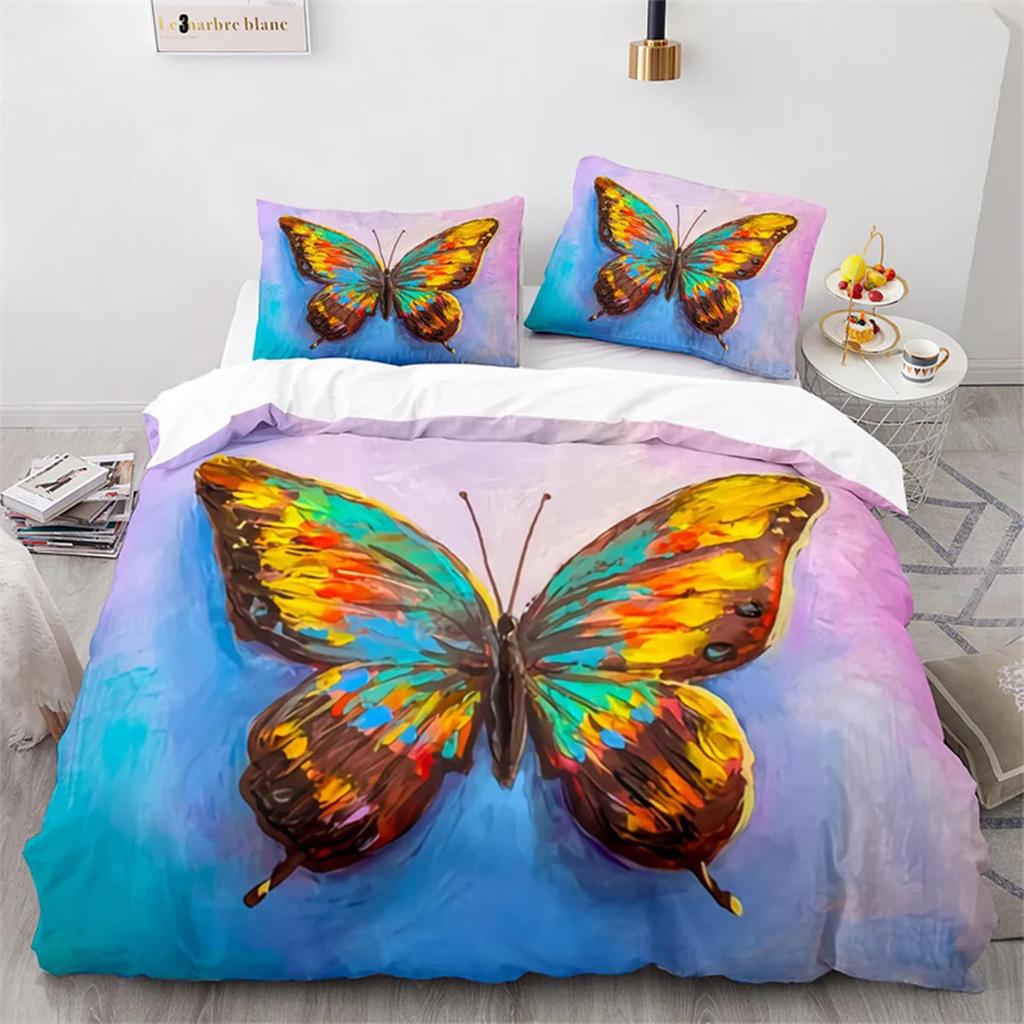 Oil Painting Duvet Cover Abstract Art Print Boat Sunset Animals And Plants Microfiber Landscape Tree Bedroom Decoration Children