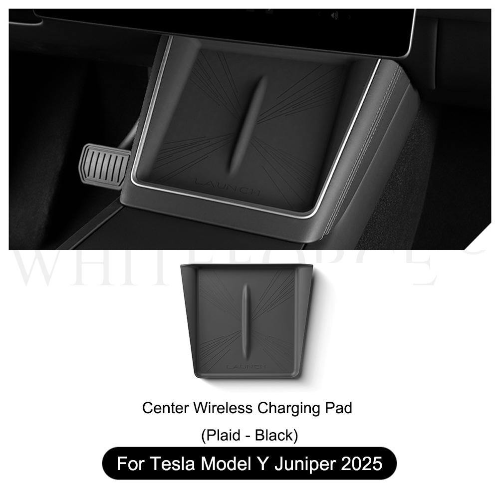 For Tesla Model Y 2025 Juniper Wireless Charge Pad Center Console Organizer Charge Station Mats Silicone Protector Anti-skid Pad