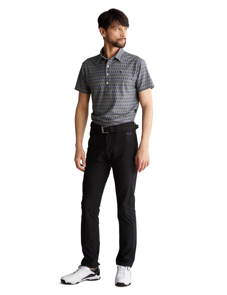 Short Sleeve Polo Shirt Geometric Print Golf Base 3 [PEARLY GATES] Men's (Logo Pattern) / / 053-4160415 021_Charcoal [S]