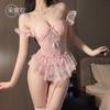 Dream Ballet French Pure Mesh Fishbone Bust Wearing Sexy Lace Underwear Set Small Breasts Gathering Vest