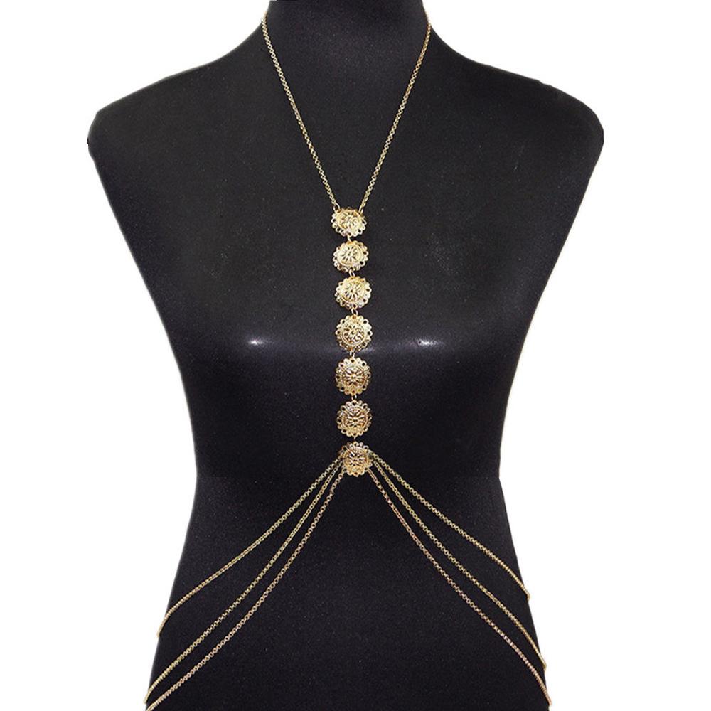 Elegant Tassel Carved Disc Body Chain – Retro Fashion Statement