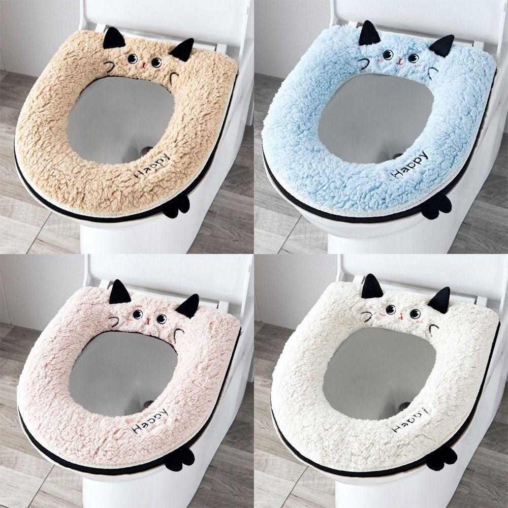 Warm Toilet Seat Cover Soft Toilet Seat Cushion Cartoon Universal Toilet Mat  Bathroom Use