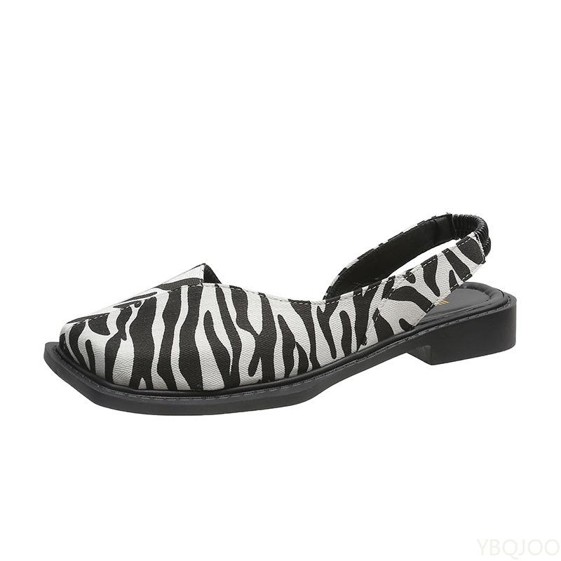 Fashion Spring summer new comfortable women's flat shoes personalized square toe shallow mouth casual fashionable square toe sandals