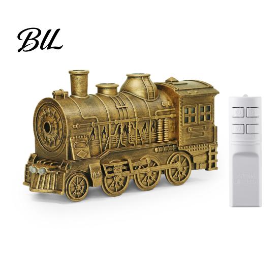 Compact Humidifiers for Desk Vintage Steam Train Aroma Diffuser, 300ml Ultrasonic Cool Mist Humidifier with Dual Silent Diffuser LED Lights,