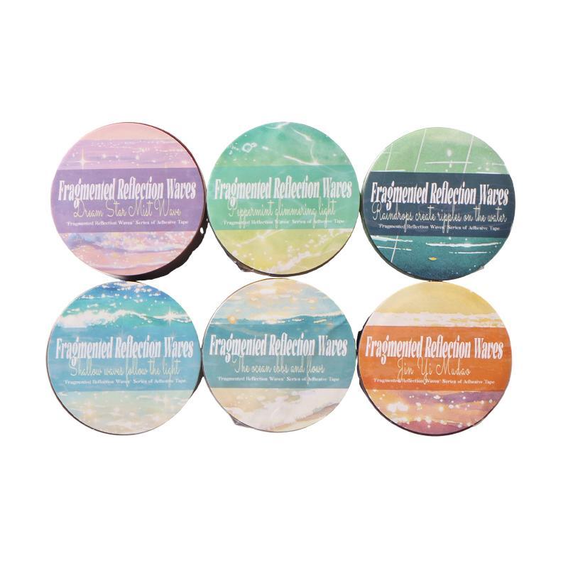 Ocean Wave Decorative Tape Pet Masking Tape Self-Adhesive Waterproof Sticker For Journal Scrapbook Diy Craft Decoration