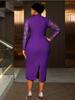Elegant Women Church Dresses Bodycon Lace Patchwork Hollow Out Peplum Long Sleeves Classy Evening Party Wedding Guest
