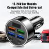 Car USB Charger 6 In 1 Digital Display Charger 4USB+2PD Multi-Port Fast Charging Cars Charger for DC12-24V Car Power Socket