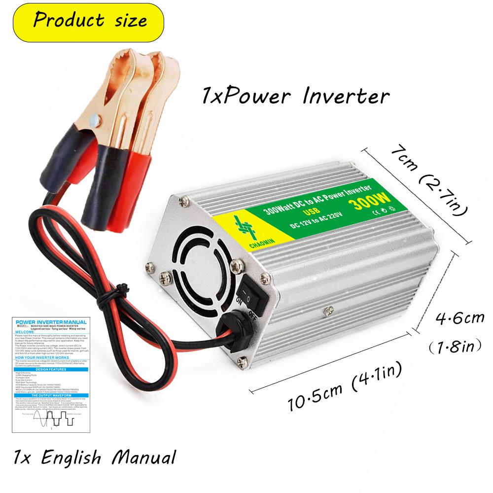 

Солнечный инвертор 12 В в 220 В, 250 Вт/300 Вт модифицированный волновой преобразователь с USB/зажимом для аккумулятора 300W battery clip