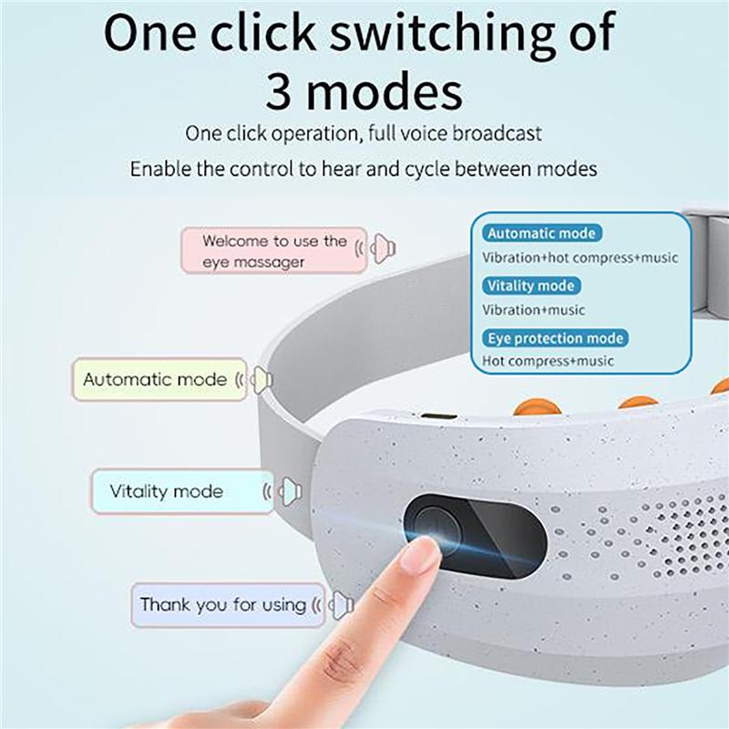 Electric Eye Massager Hot Compress Vibration Massage Bluetooth Music Relief Stress Fatigue Relax Eye Care Rhythmic Eye Massager