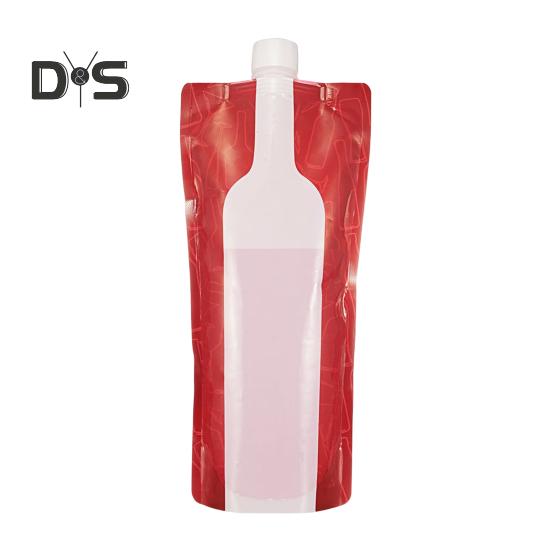 1 súprava 750 ml vrecúška na víno v potravinárskej kvalite, veľkokapacitné plastové vrecúško na nápoje bez obsahu BPA, s lievikovým príslušenstvom na párty