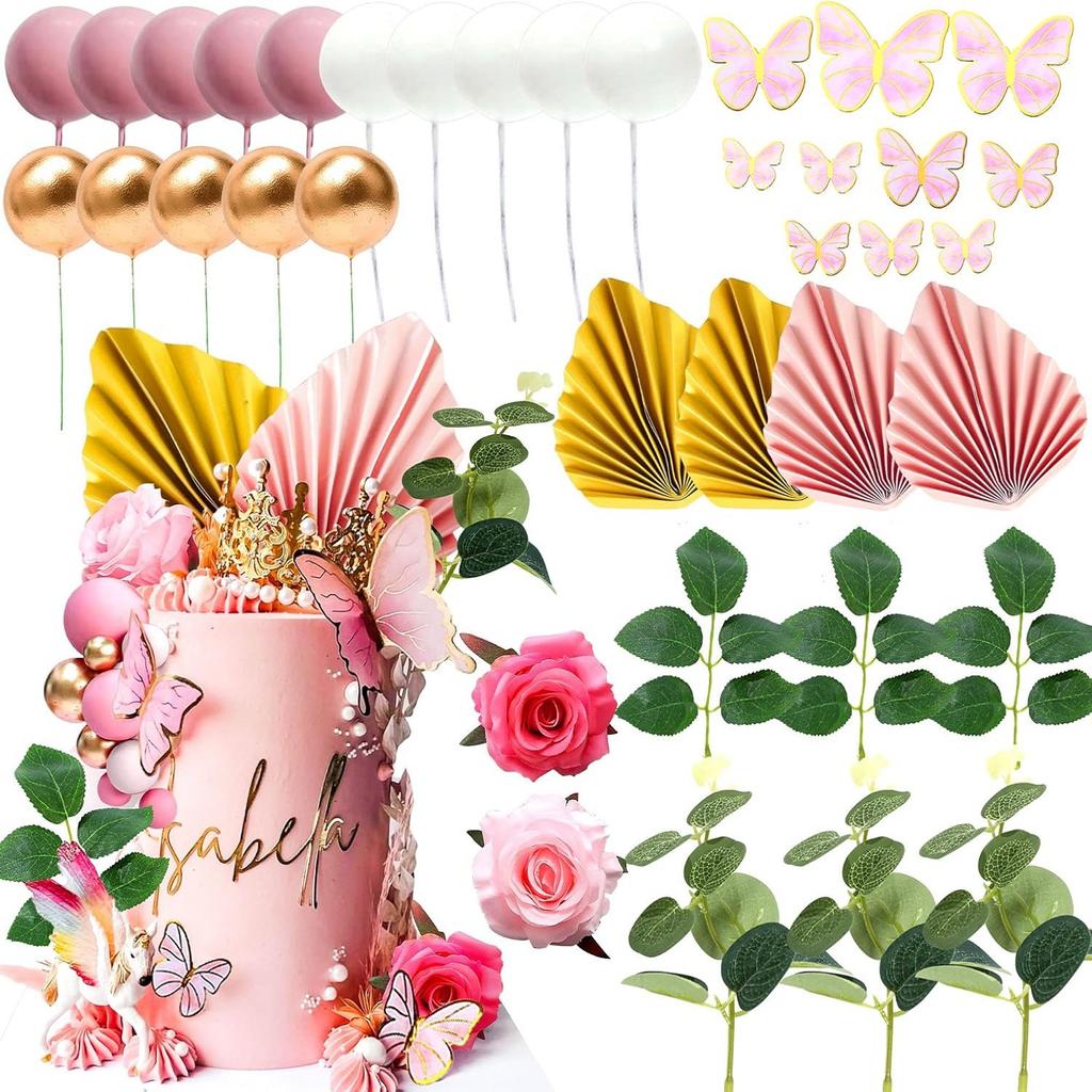 Böhmisch Rosa Happy Birthday Kuchen Dekoration, Party Desserttisch Dekoration, Rosa Gold Kuchen Kugel