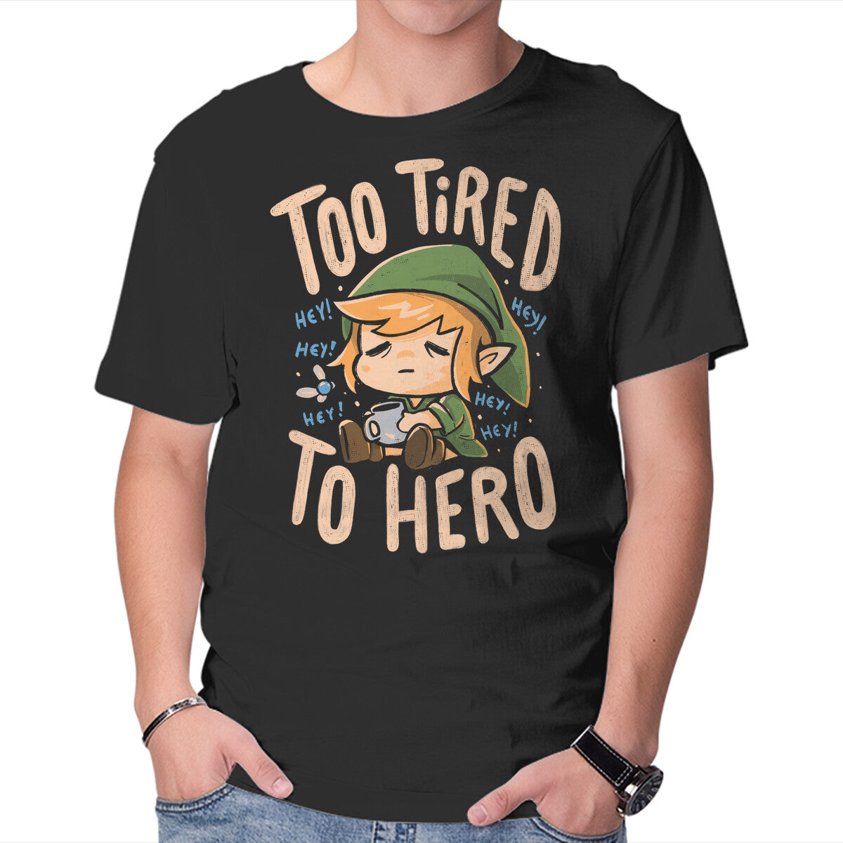 Unisex Crew Neck T-Shirt Too Tired To Hero Graphic Short Sleeve Casual Tee XXL