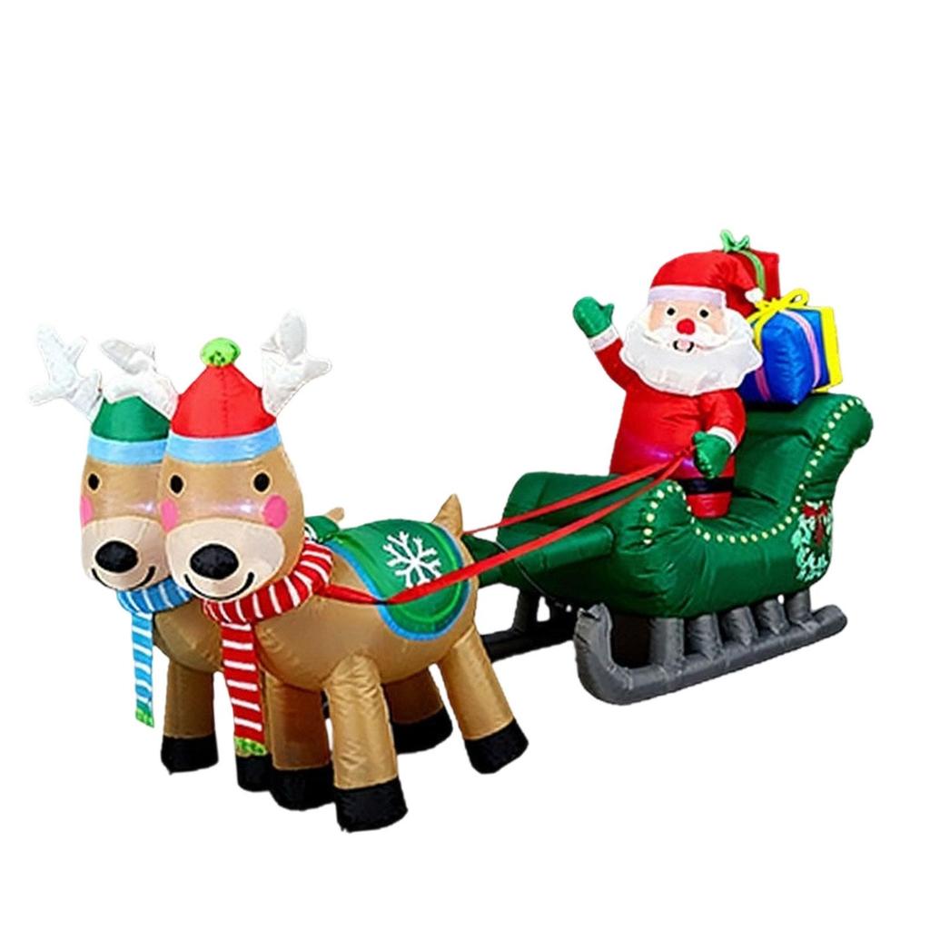 Christmas Inflatable Blow up Decoration Luminous 2.4M Funny Giant Weatherproof Santa and Sleigh for Lawn Mall Winter Plaza