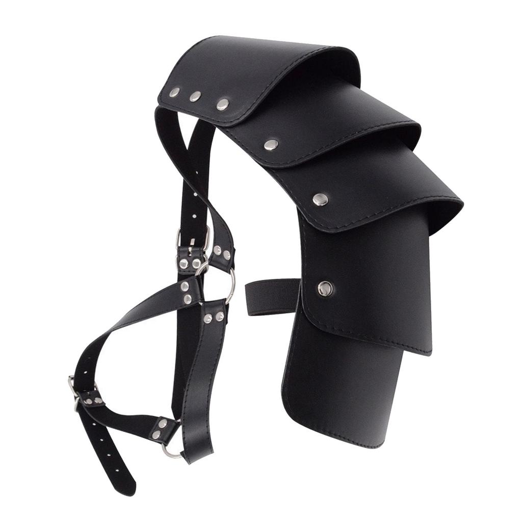 Gothic Steampunk Shoulder Armors Medieval Pauldron Chest Harness PU Outfit Shrug Belt