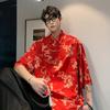 2024 Summer Chinese Traditional Dress High Quality Dragon Embroidery Shirt Men Ice Silk Short Sleeve Shirts Red Chinese Style Shirts
