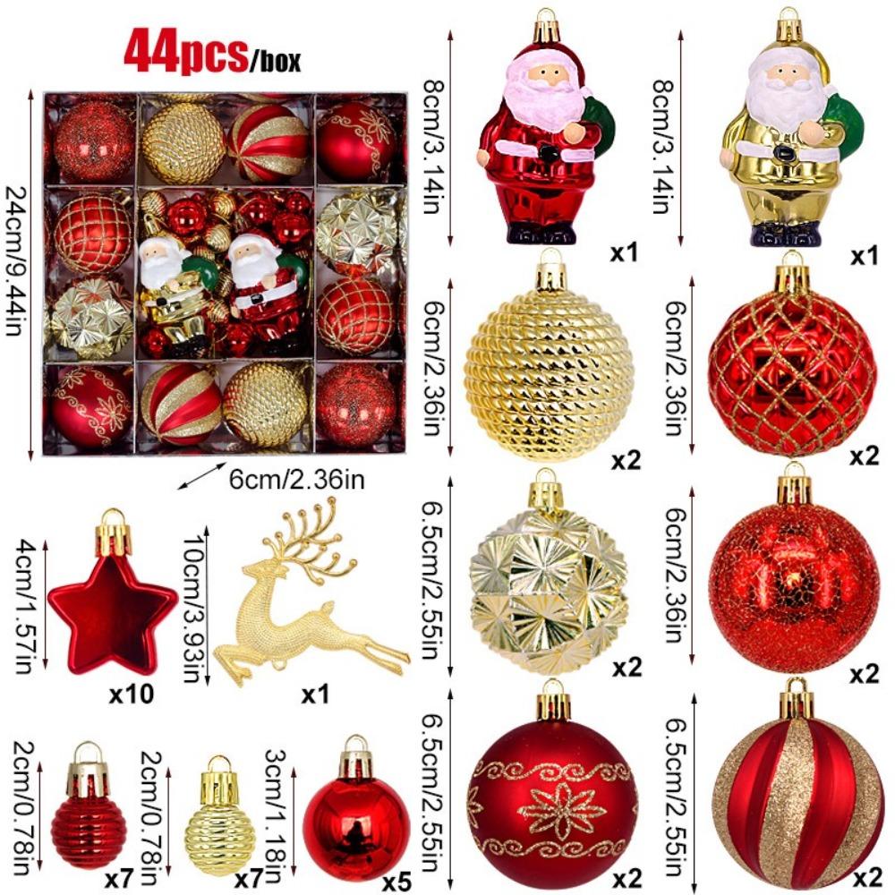 Plastic Christmas Ball Pendant Round Ball Colored Ball Christmas Tree Decoration Painted Christmas Party Decoration