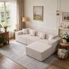 Modular Corner Sleeper Sofa, 277 cm L-Shaped Cloud Sofa in Corduroy, Comfort Foam, No Assembly, Deep Seat, Convertible Sofa for Living Room, Beige
