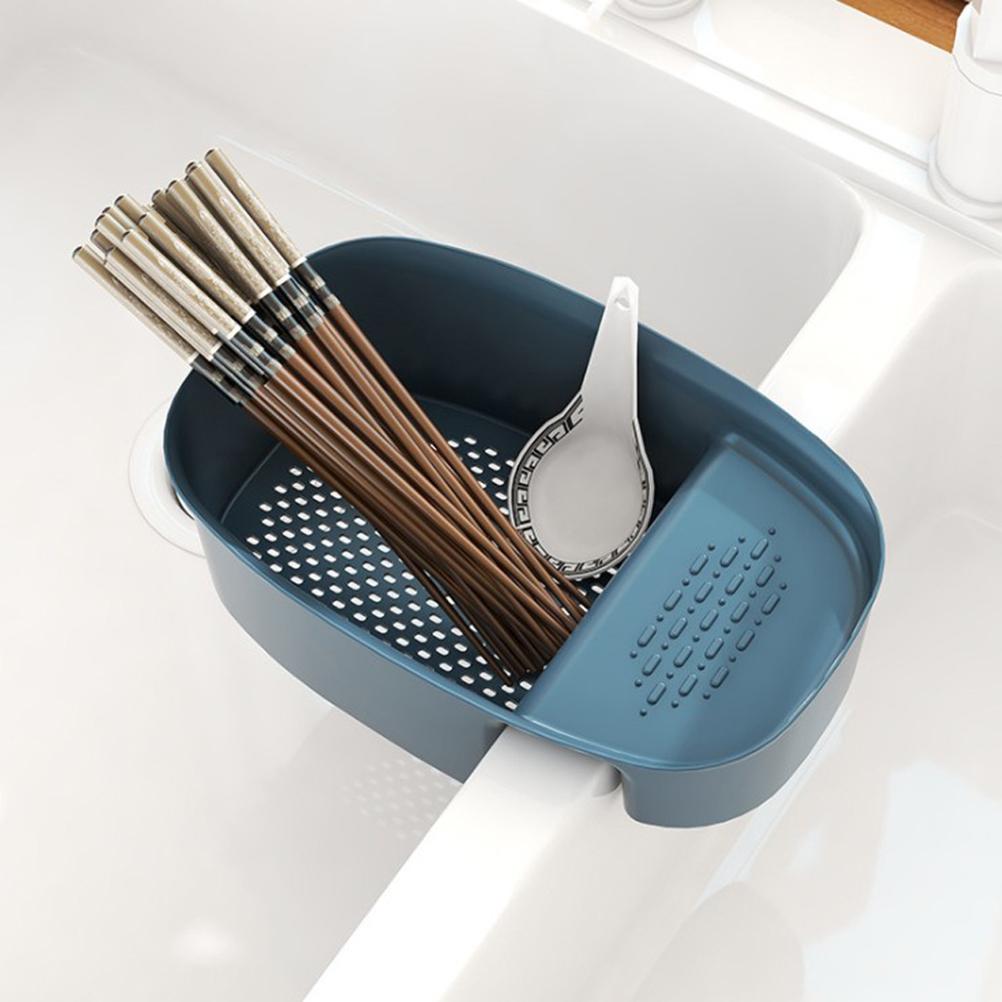 Kitchen Drain Basket Hanging Sink Basket With Drainage Holes Trays Kitchen Strainer Drain Dry and Wet Separation