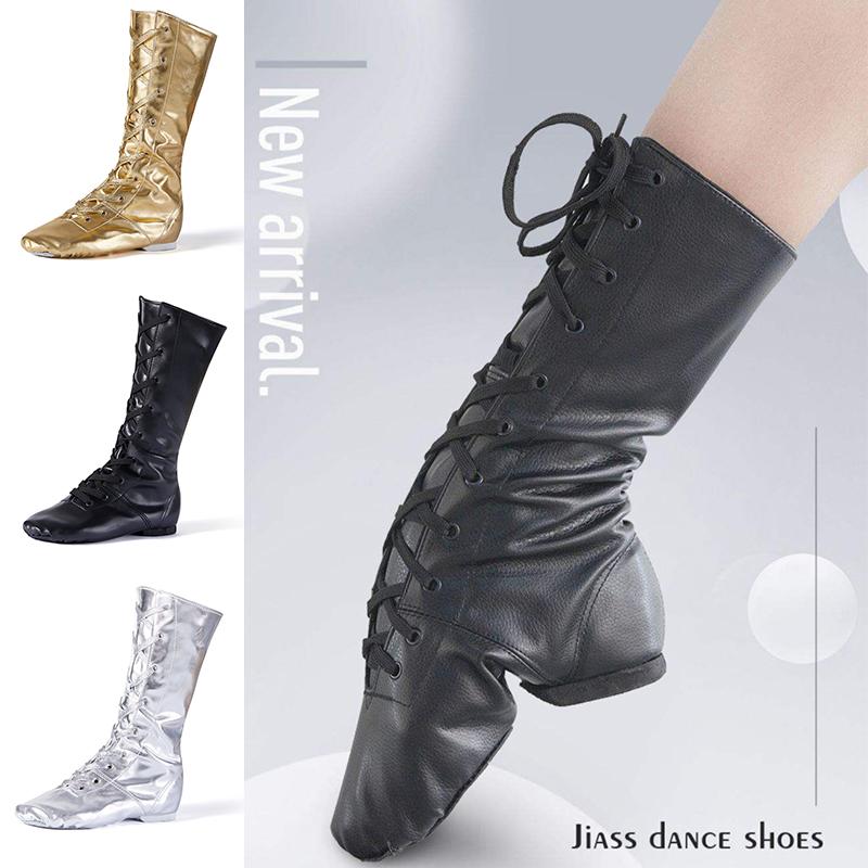 Mărimea 30-45 Cizme de dans din piele PU înaltă cu șireturi Competiție de balet Pantofi de dans pentru antrenament de jazz