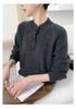 Women's Thickened Cashmere Sweater - Half-High Collar, Half-Button Cable Knit, Loose & Slimming Design