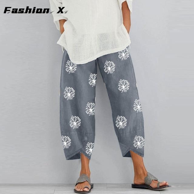 

Женские винтажные брюки-шаровары, свободные брюки большого размера, хлопковые льняные брюки S светло-серый