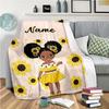 Girl And Sunflower Customize Your Name Blanket Used For Chair Office Sofa Bed Camping Soft And Warm Giving Friends And Relatives Birthday Graduation
