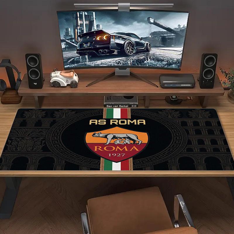 AS Roma Logo Color Mouse Pad Large Gaming Table Cushion Non-slip Laptop Tablet Big Mousepad XXL Mat Mini PC Playmat With Lock edge