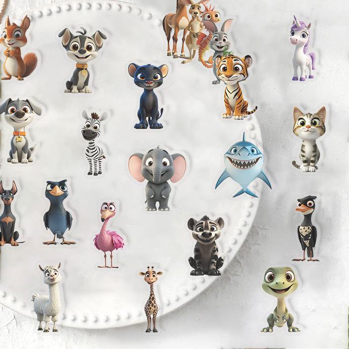 50 Transparent Cartoon Animal Sticker Stickers Package Waterproof Transparent PET Hand Account Decorative Guitar Notebook