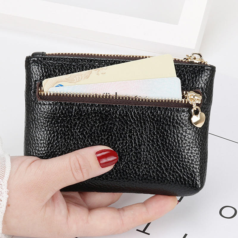 PU Leather Coin Purse Wallet With Card Slots Coin Organizer Change Holder Card Case Leather Zipper Storage Bag