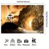 2D Resurrection Sunday Background, Calvary Cross & Sunrise Tomb Backdrop for Religious Events