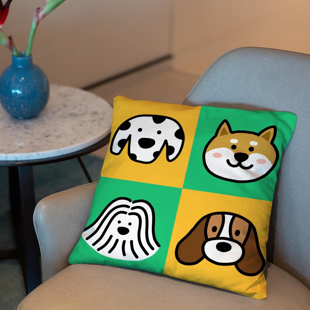 Cartoon Simple Lines Dog8 Cushion Cover 2-in-1 Reversible Plush Pillow Cover | Car/Sofa/Bed | Perfect Gift
